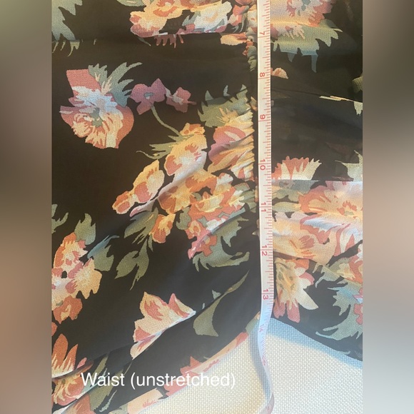 Floral Romper with Sheer Overlay | L | Off-Shoulder, Detachable Straps, High-Low - Picture 11 of 13